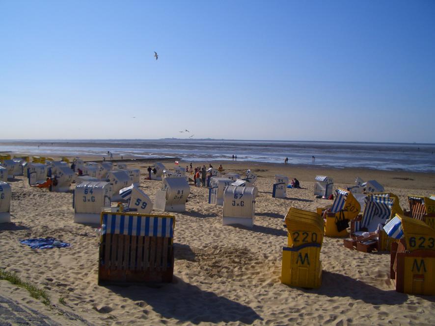 Strandkörbe am Strand von Cuxhaven